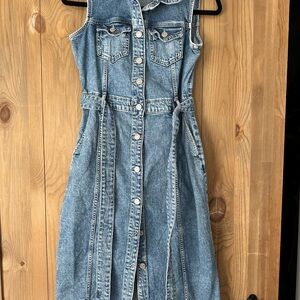 Denim Sleeveless Button-Down Dress